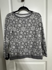 NAUTICA LADIES SUPER SOFT FLEECE GRAY SNOWFLAKE Pullover-S -POLYESTER/SPANDEX