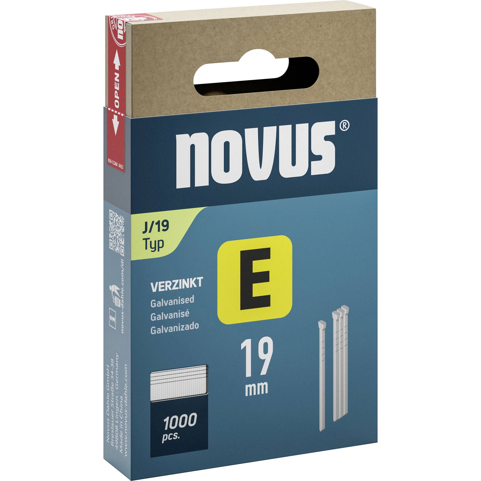 Novus Staple Pins Type J 19mm 1000pieces Ideal for Fixing Moulding