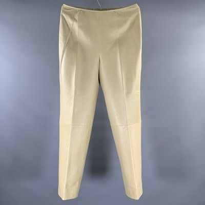 AKRIS Größe 10 Creme Leder Freizeit Hosen