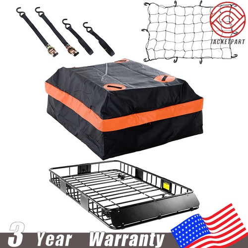 64x39x6" For Jeep Roof Rack Luggage Storage Carrier with Waterproof Cargo Bag