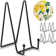 5 Pack 6 Inch Plate Display Stands, Metal Tabletop Easel for Books, Pictures,