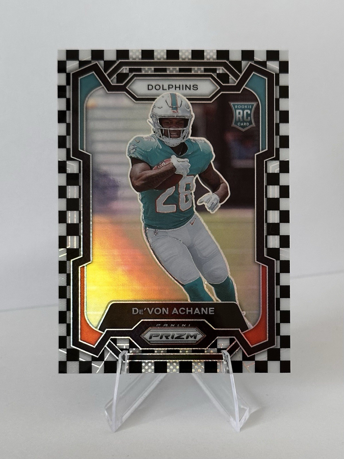 2023 Panini Prizm - Rookies De'Von Achane #365 Black & White Checker Prizm (RC)