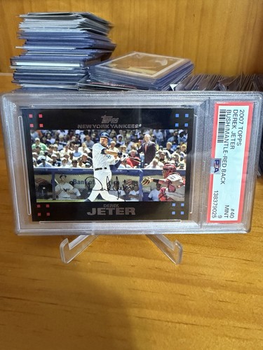 2007 Tops Derek Jeter Red Back #40 George W. Bush/Mickey Mantle SP PSA 9