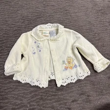 Vintage Little Suzy’s Zoo Baby Girl 18 Months Jacket Top Yellow Fleece Button