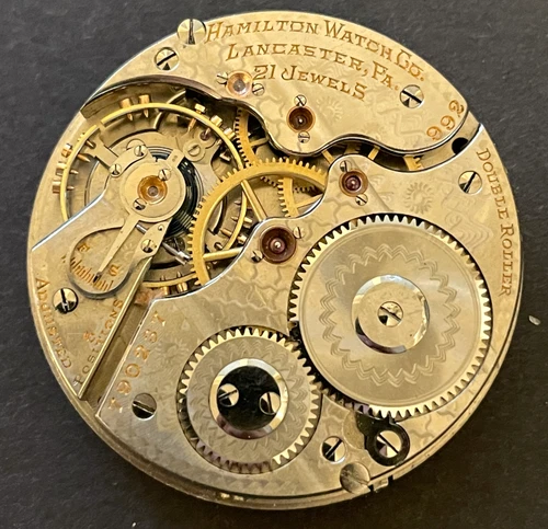 Antique 1911 Hamilton Grade 992 Pocket Watch Movement Good Balance 16s 21j USA