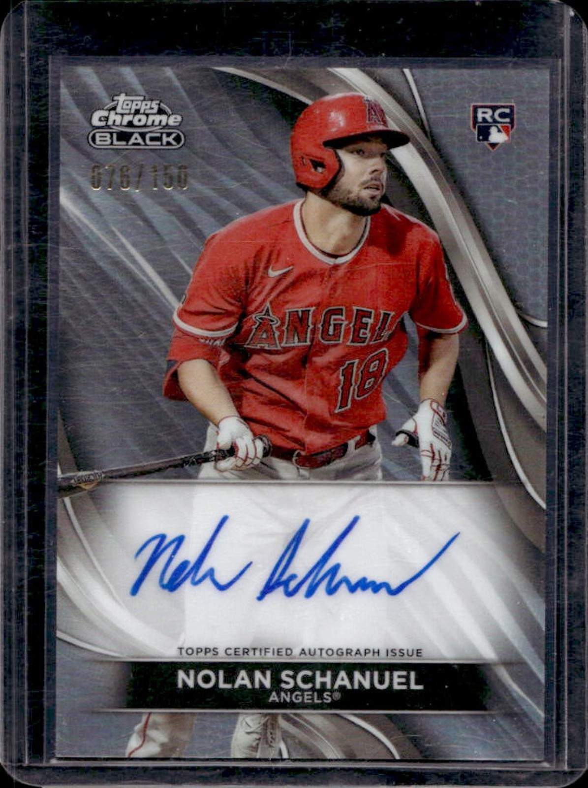 2024 Topps Chrome Black Nolan Schanuel Auto RC Refractor #76/150 Angels