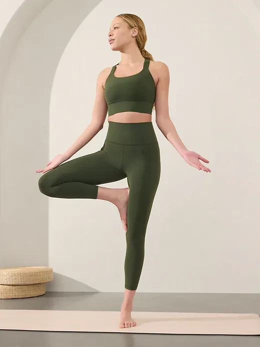 ATHLETA Warrior Twist Longline Sports Bra D-DD S Small | Aspen Olive #982384 NEW - Image 3 of 3