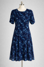 Jigsaw Womens Blue/Navy Dress Skater A Line Size 10 Zip Fasten