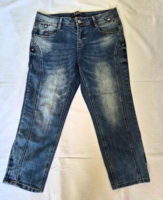 Multiblu Damen Jeans Blau mittlere Waschung Straight Leg Gr. 40 L60 Baumwolle