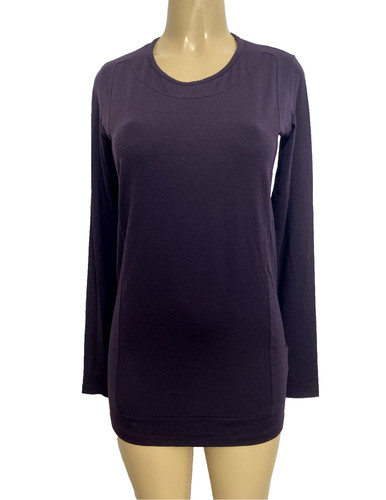 Jil Sander Wool Mini Dress Lightweight Long Sleeve Purple Round Neck Sweater M