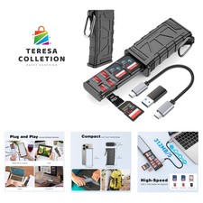 Effortless Data Transfer with 2-in-1 USB Type-C SD Card Reader  Holder - Black