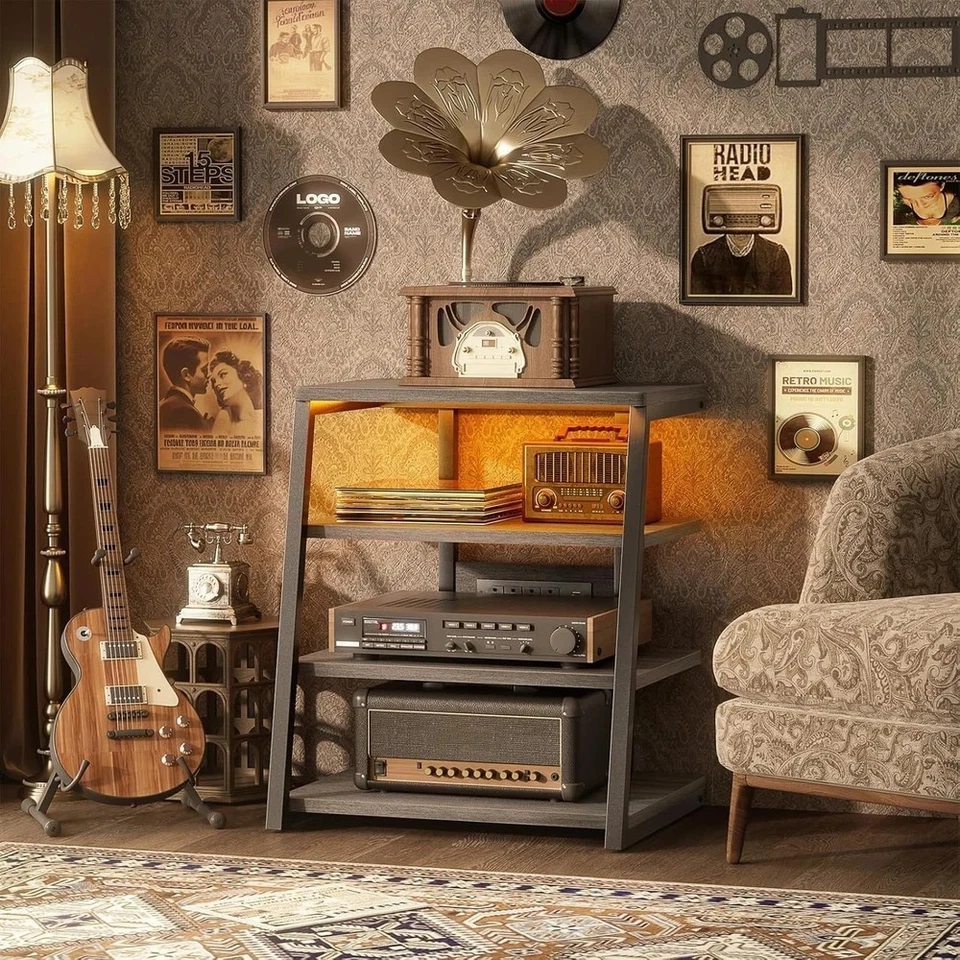 Подставка для аудиовизуальных медиа с розетками, медиаконсоль со светодиодной подсветкой, стерео стойки и стеллаж - Изображение 3 из 4