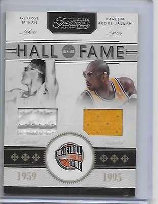 2010-11 Timeless Treasures HOF GEORGE MIKAN KAREEM ABDUL-JABBAR jersey #ed 33/50