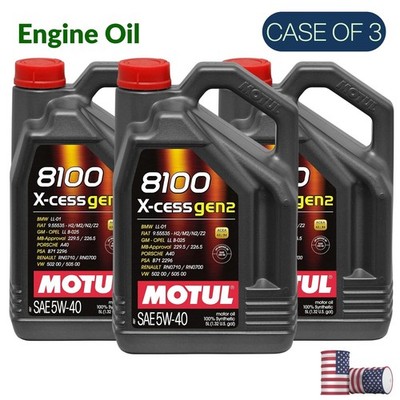 Pack of3 Motul Engine Oil 8100 X-Cess Gen2 5W40 Fully Synthetic Engine Oil 5L
