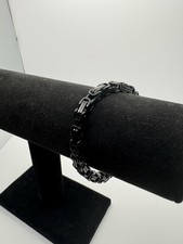 Stainless Steel Black Byzantine Style Bracelet 6MM Thickness By 8 Length