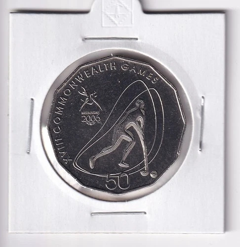 AUSTRALIAN: 2006 50 CENT XVIII COMMONWEALTH GAMES HOCKEY UNC COIN #5748