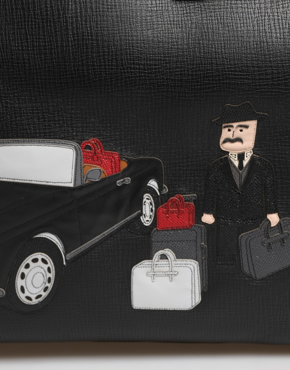 DOLCE & GABBANA Bag Black Car Man Applique Leather Weekender Borse