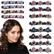 12PCS Sparkling Crystal Stone Braided Hair Clips for Women and Girls, Braided
