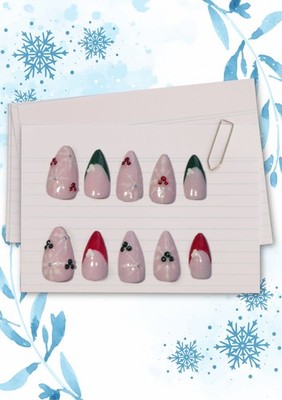Mickey Mouse Weihnachten Press On Nails, rote und grüne Schneeflocken, jede Größe/Form