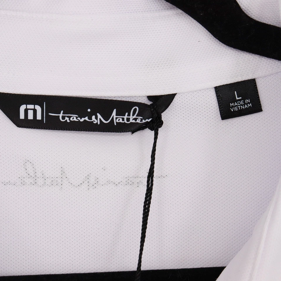 Polo de golf Travis Mathew para hombre Change The Business talla L blanco rojo azul nuevo con etiquetas Foto 3 de 4