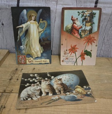 Vintage Christmas And Easter Postcards Circa 1908-1909 