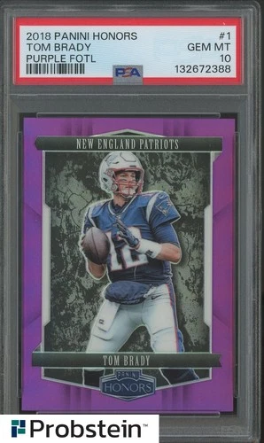 2018 Panini Honors Purple FOTL #1 Tom Brady Patriots 7/9 PSA 10 POP 1