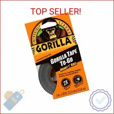 Gorilla Tape, Mini Duct Tape To-Go, 1" x 10 yd Travel Size, Black, Pack of 1