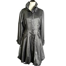 Samuel Dong Women's Size XL Bubble Trench Coat Jacket Gray Metallic Belted