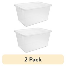 58 Quart Storage Box, Clear Plastic Storage Bin with Snap-on Lid, White
