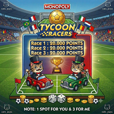  Tycoon Racers Monopoly Go 20.000 Points/Lap Recommended  TYCOON PARTNERS RACE