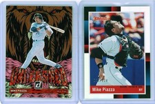 2 * MIKE PIAZZA * 2022 DONRUSS SILVER HOLO # 124 + PINK UNLEASHED PINK FIREWORKS