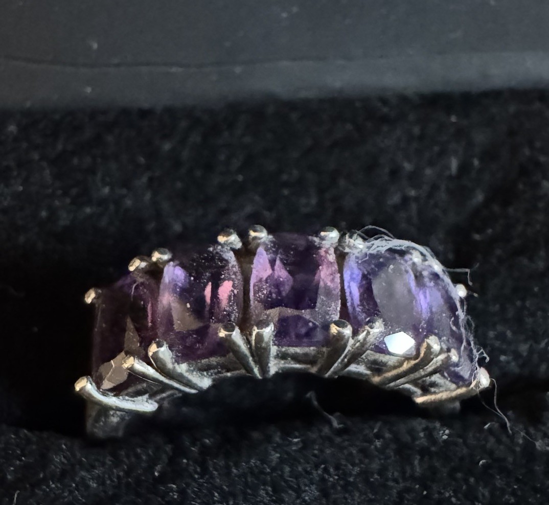 sterling silver amethyst multi-stone ring size 7 - image 1
