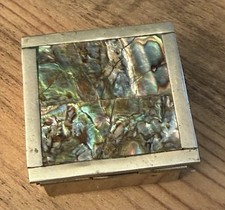 Small Vintage Abalone & Mexican Silver Box Pill Trinket Box