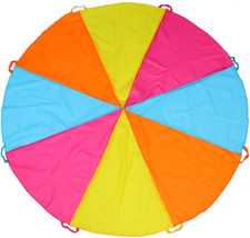6Ft Rainbow Parachute, Play Parachute Toy for Kids, Parachute with Handles Indoo