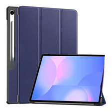 Samsung Galaxy Tab S10 FE Plus Folding Folio Case PU Leather Stand Blue