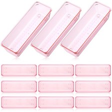 12 Pcs Vanity Drawer Organizer 9 x 3 x 2 Inches Clear Plastic Utensil Organiz...