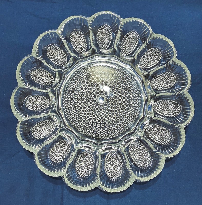Indiana Glass Vintage Egg Relish Crystal Tray, Clear Hobnail Design 11” Diameter