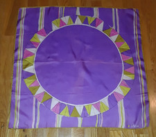 Vintage Vera Purple Prink Green Geometric 100 Silk Square Scarf 25"