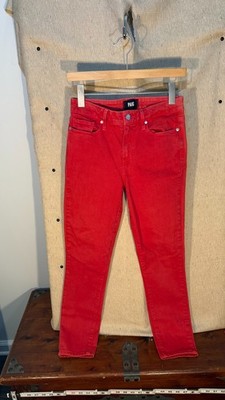 PAIGE Hoxton Ankle Jeans Womens 26 Red High Rise Skinny Stretch USA 26x26.5
