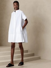 Banana Republic Rhyah Poplin Short Sleeve Mini Dress WHITE XS/S NEW
