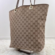 Borsa a tracolla Gucci GG Tote Bag pelle tela marrone beige oro ferramenta dal Giappone