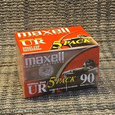 Maxell 108562 UR-90 5pk Normal Bias Audio Cassettes 90 Minute with Cases 5 Pack