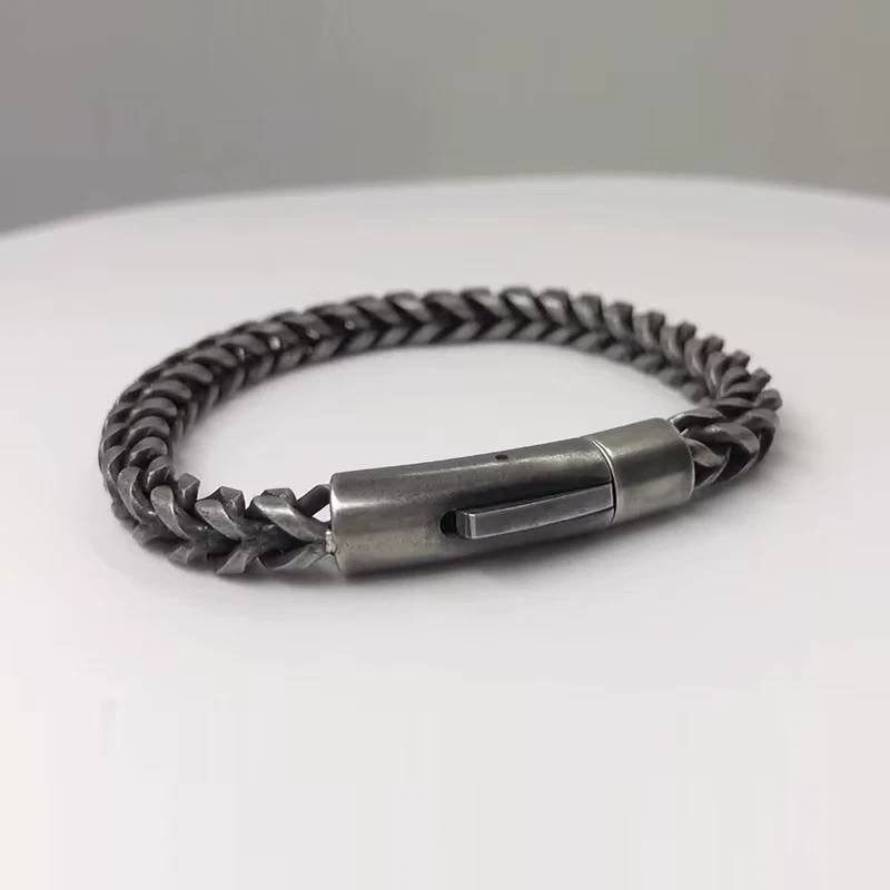 👉 Herren Armband Edelstahl Panzerkette Silber 19cm 21cm verschluss robust - Bild 4 von 4