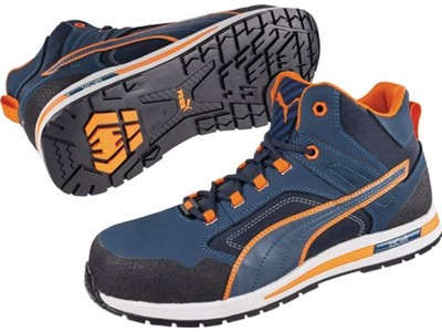 PUMA 633140329000045 Sicherheitsstiefel Crosstwist MID Größe 45 W. 11 blau/orang