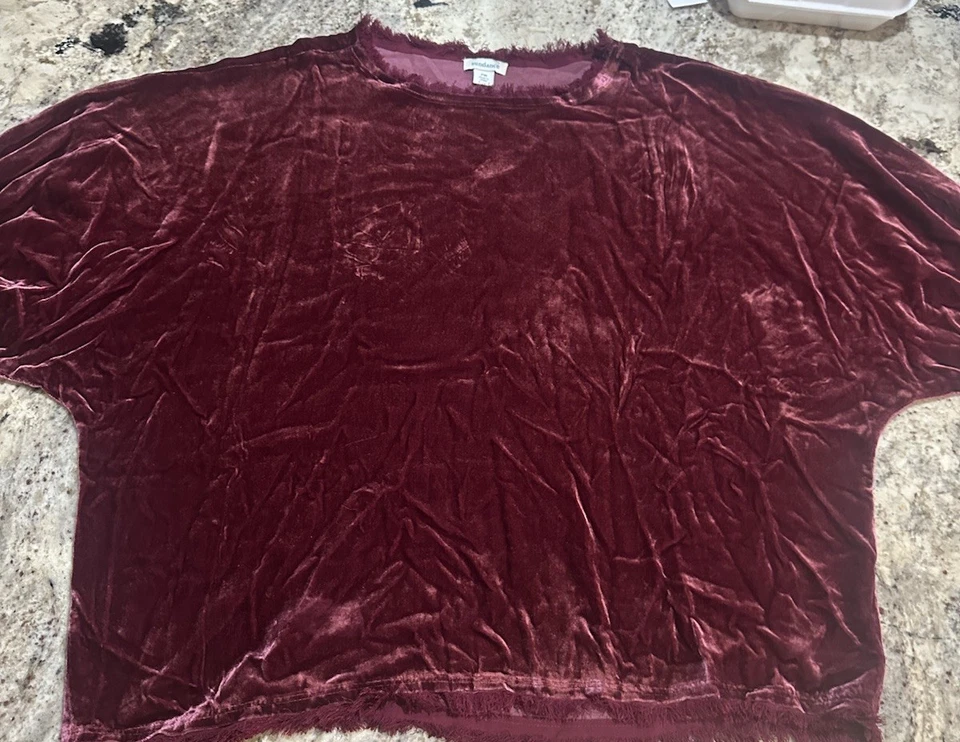 Sundance блузка рубашка PM Jules шелковая смесь бархата бархата манжеты рукав вино - Изображение 3 из 4