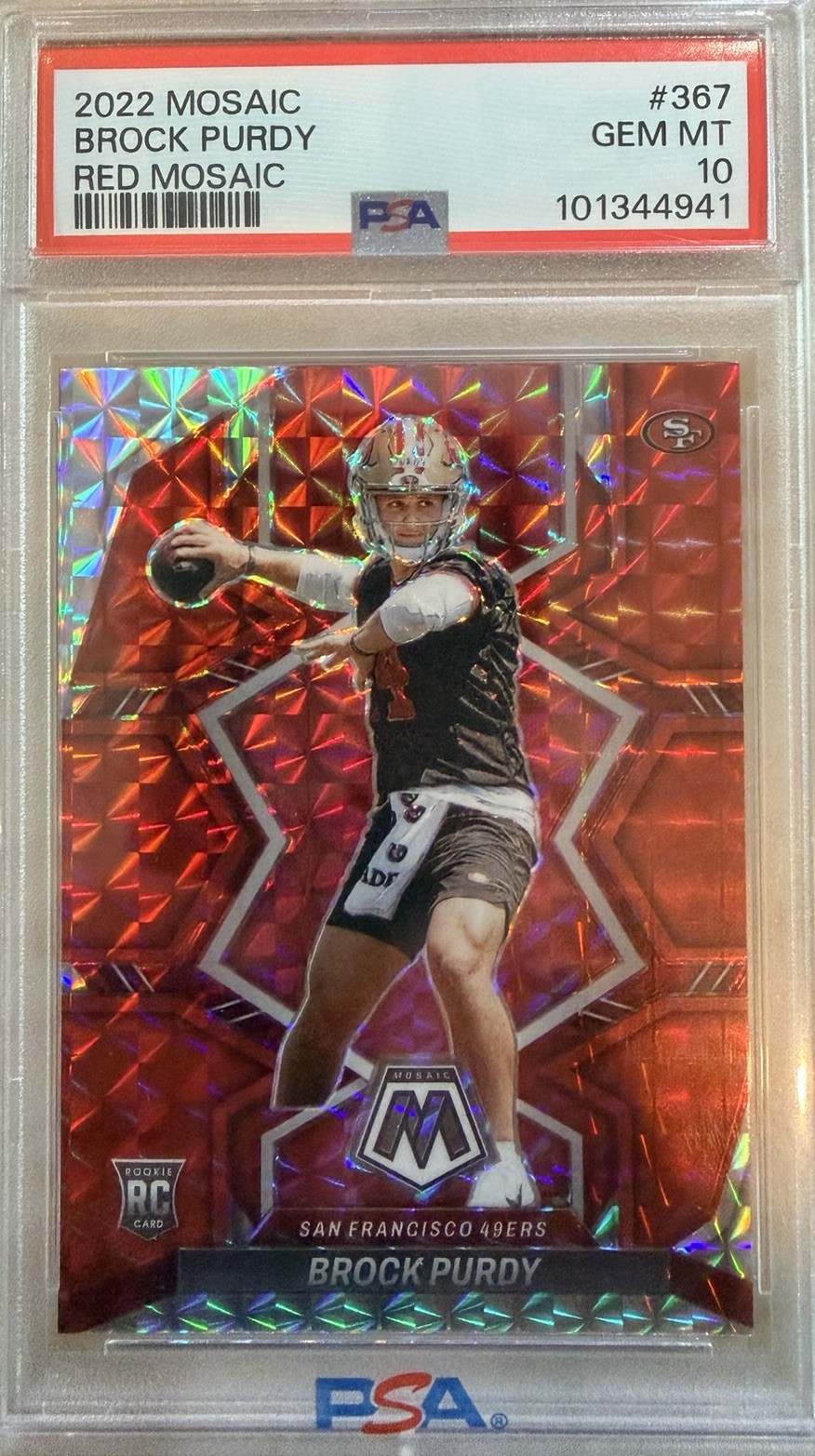 2022 Mosaic Brock Purdy RC  Red Prizm PSA 10 GEM MINT