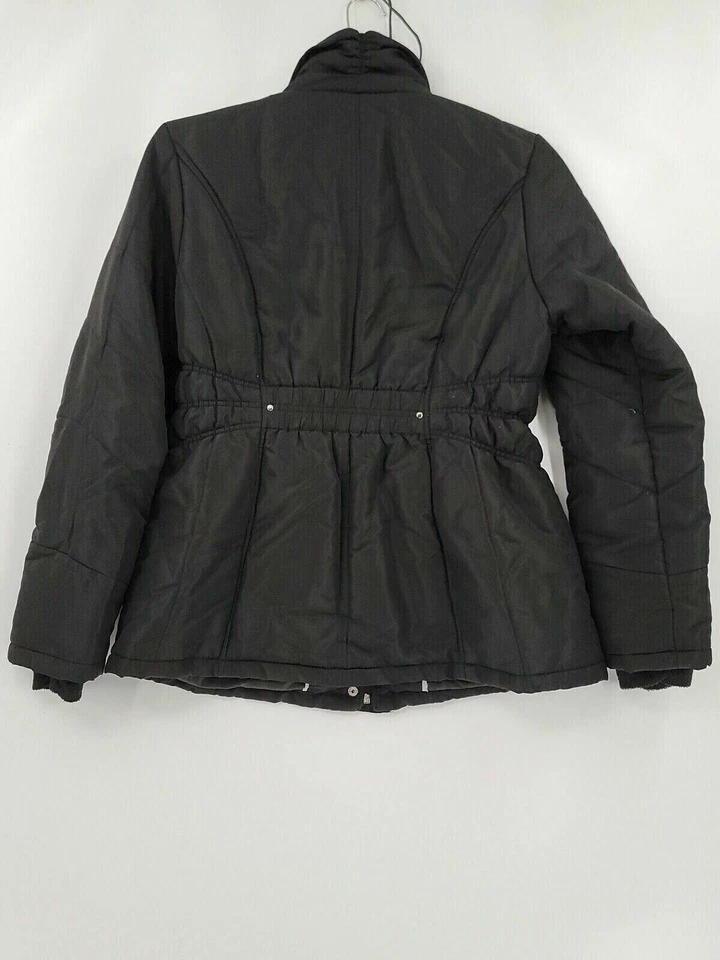 Weather Tamer Womens Coat Size Medium Solid Black Collared Pockets Lined - Image 2 of 4