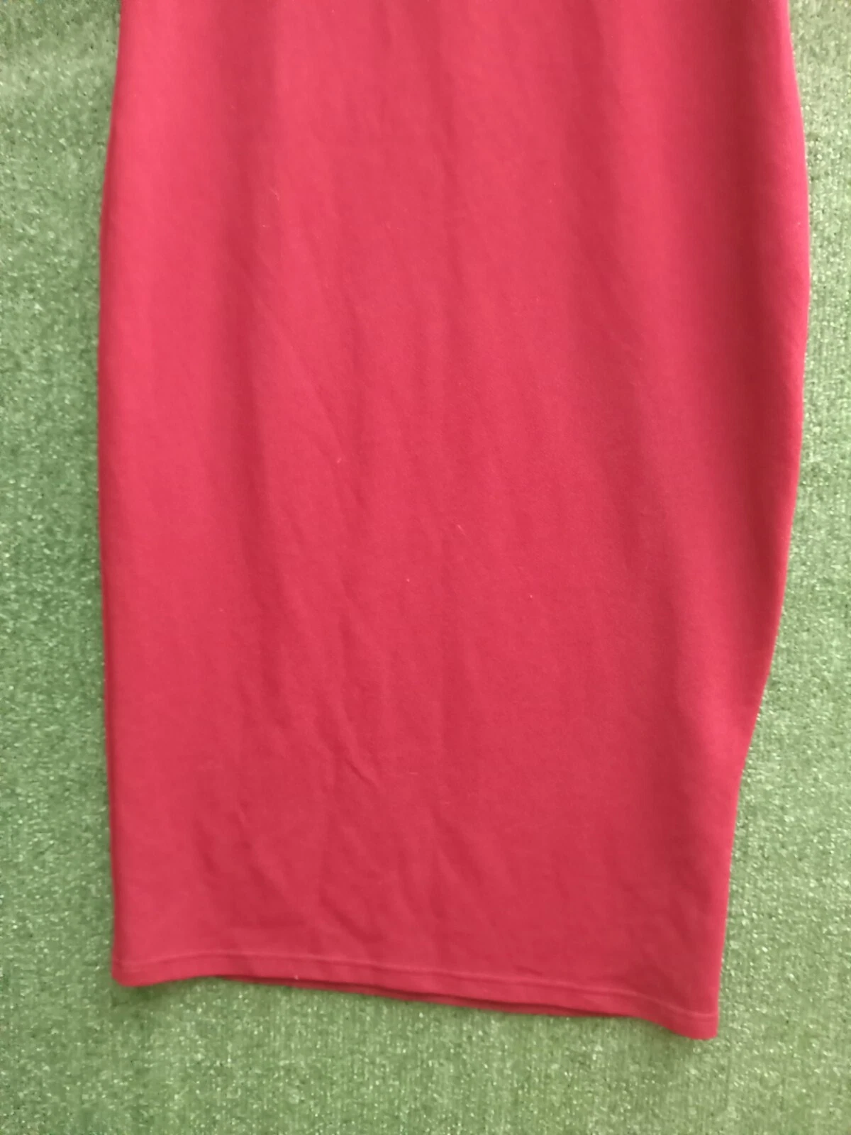 VETEMENTS Abito donna SHEIN curvo taglia 3XL finto scollo tinta unita tubino rosso scuro midi