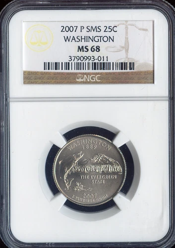 2007 P Washington State Quarter NGC MS68 SMS Quality