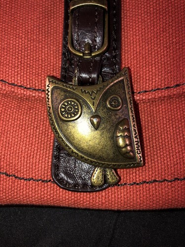 Bandolera/pulsera Chala naranja lona marrón tubería con correa de ajuste de búho - Imagen 4 de 10